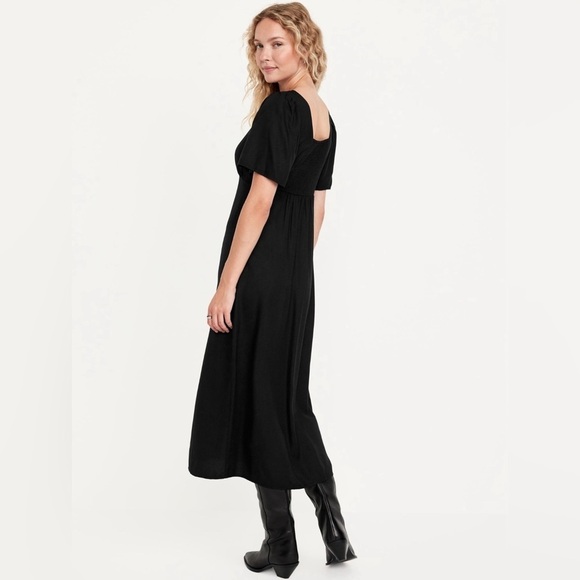 NWT!  Old Navy Black Jack Button-Down Crepe Midi Dress - Size Large 💜 - Picture 2 of 8